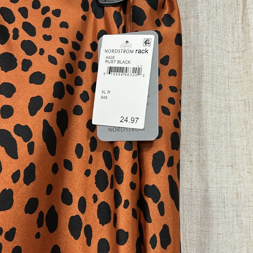 Nordstrom Orange Black Ruffled Pencil Skirt Cocktail - Picture 3 of 4